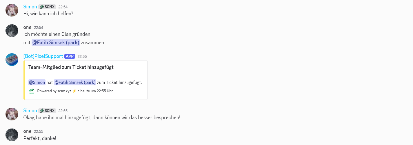 Ein Screenshot, der zeigt, wie man einen anderen Benutzer zu einem Ticket hinzufügt